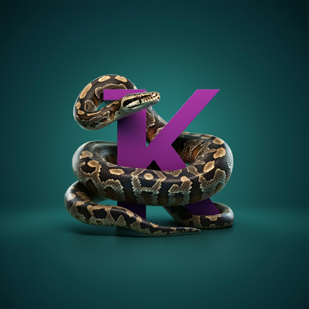 Python wrapped round letter K