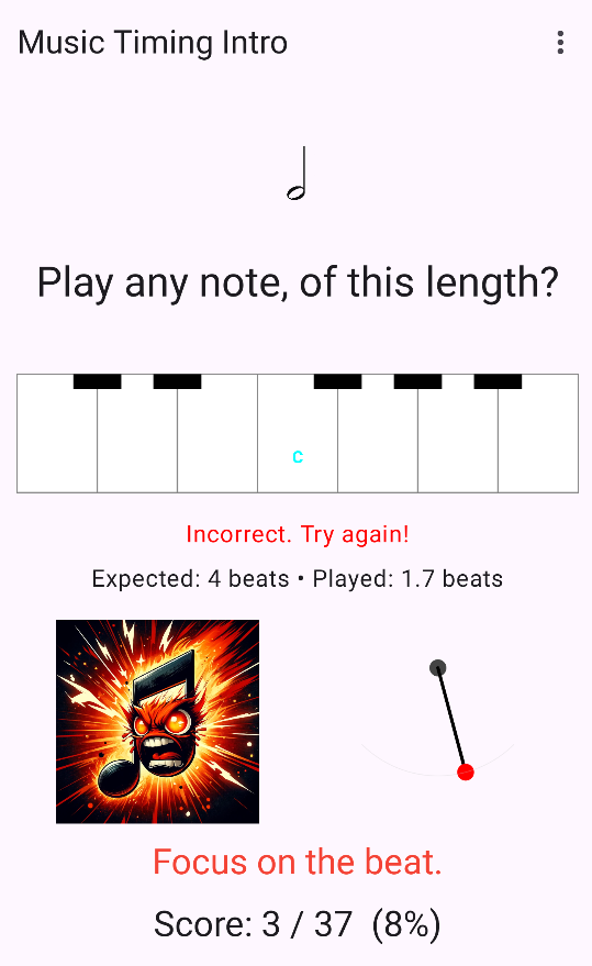 Music timing player angry