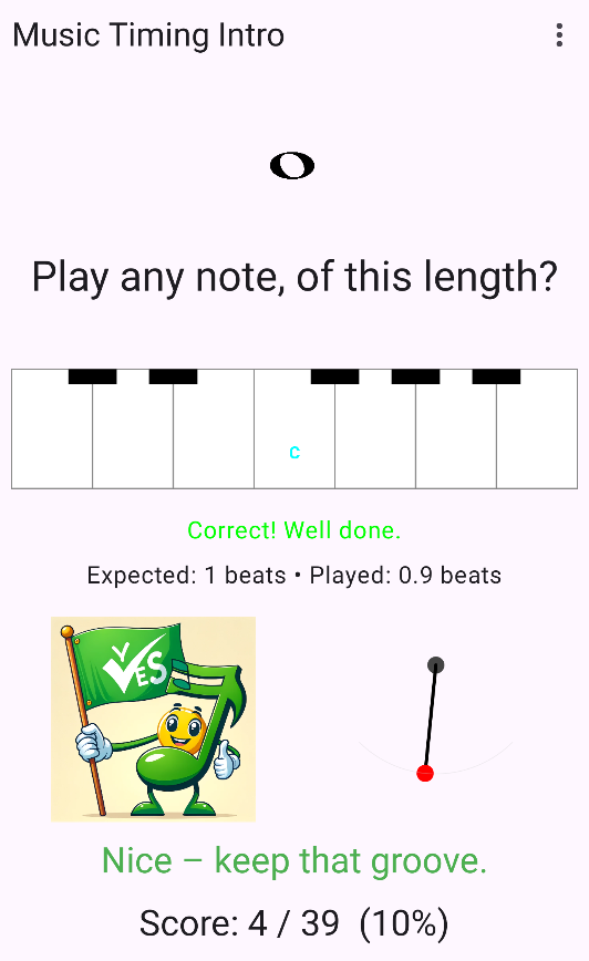 Music timing player happy